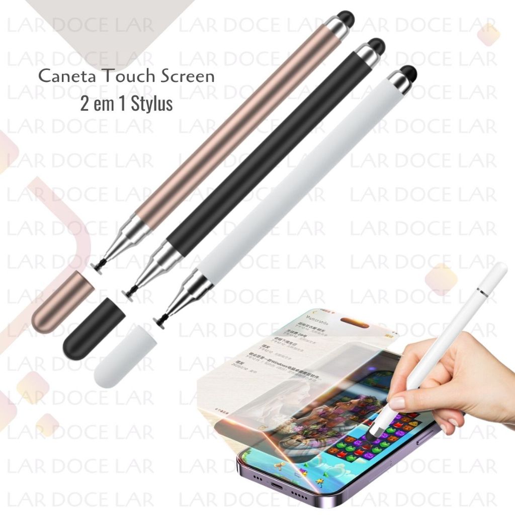 Caneta Stylus 2 em 1 Toque Celular E Tablet Ponta Borracha iPad iPhone Caneta de Tela Touch Celular