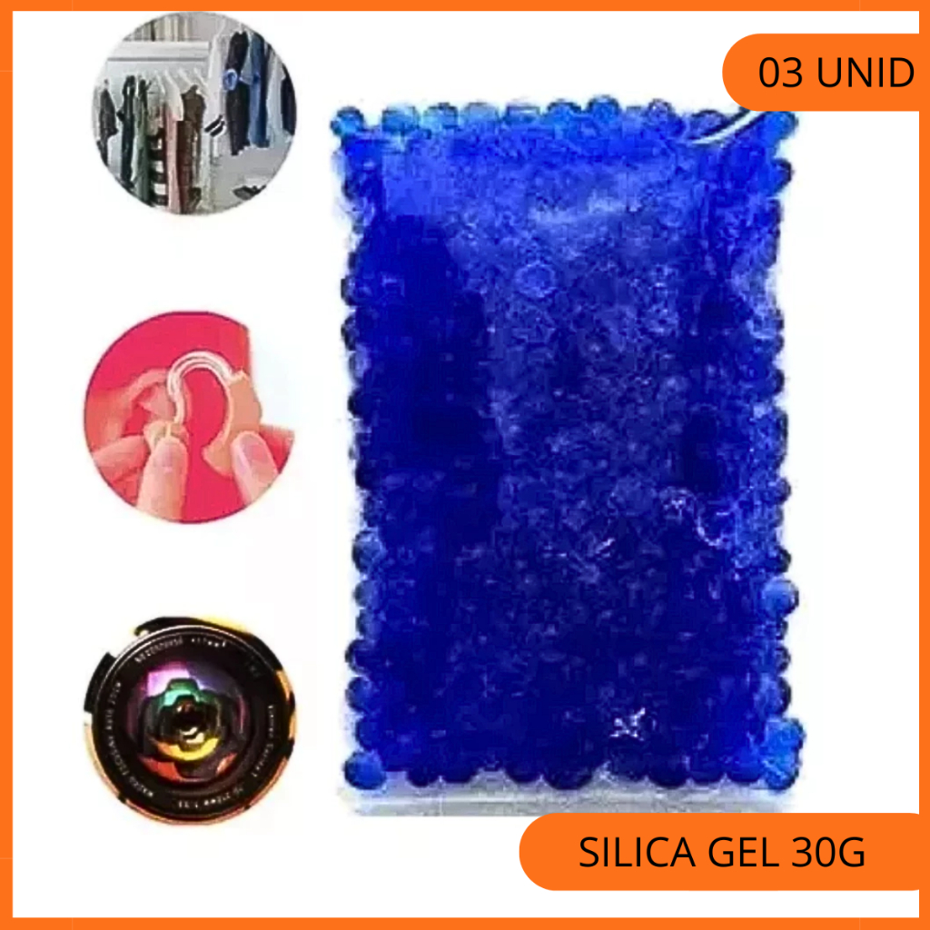 Silica Gel Azul 30g Kit 3 Sachês Desumidificador Aparelho Auditivo Cola Cílios