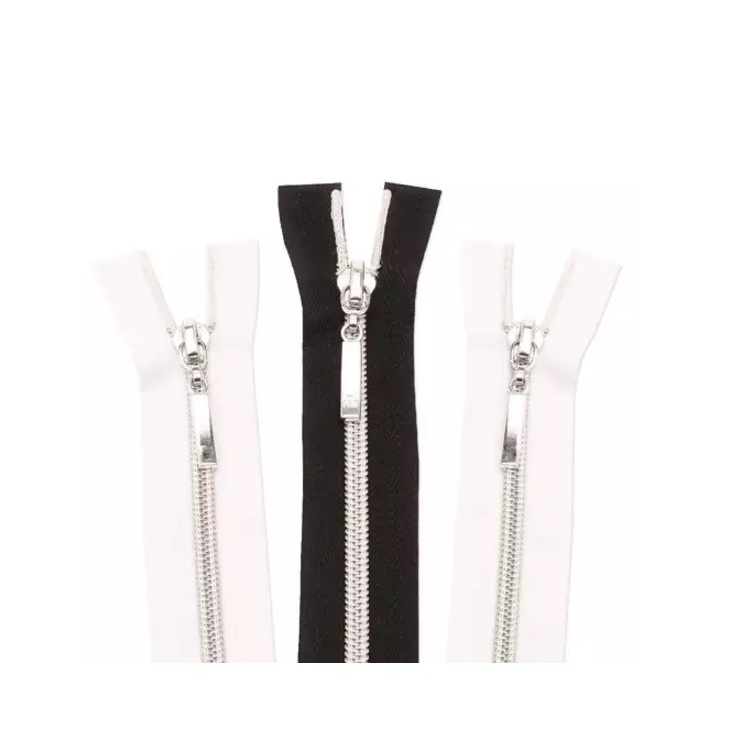 Zíper Nylon Aluminizado Separável para Jaquetas Blusas Coletes Kit 5 Unidades Tamanhos 60 a 80cm