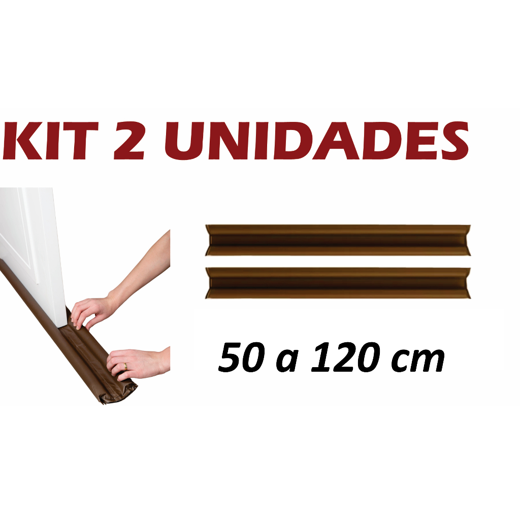 Kit 2 Veda Porta Protetor Rolinho 50, 60, 70, 80, 90, 100 e 120 cm Impermeável Preto e Marrom