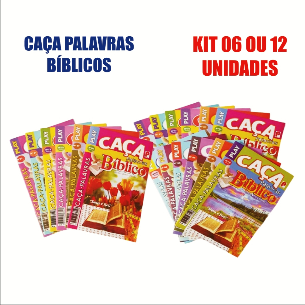 Kit com 06 / 12 / 24 - Revistas Passatempo - Caça Palavras Bíblicas Sortidas