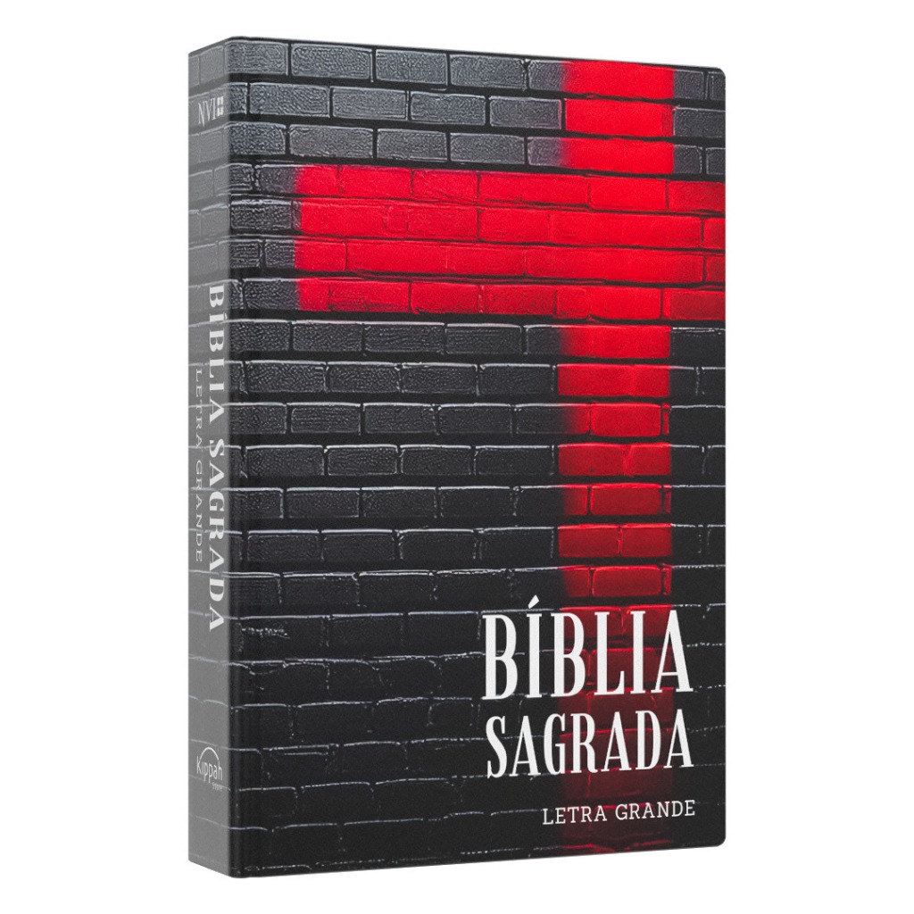 Bíblia Sagrada NVI - Capa Dura Grafite com Cruz Vermelha - Letra Grande