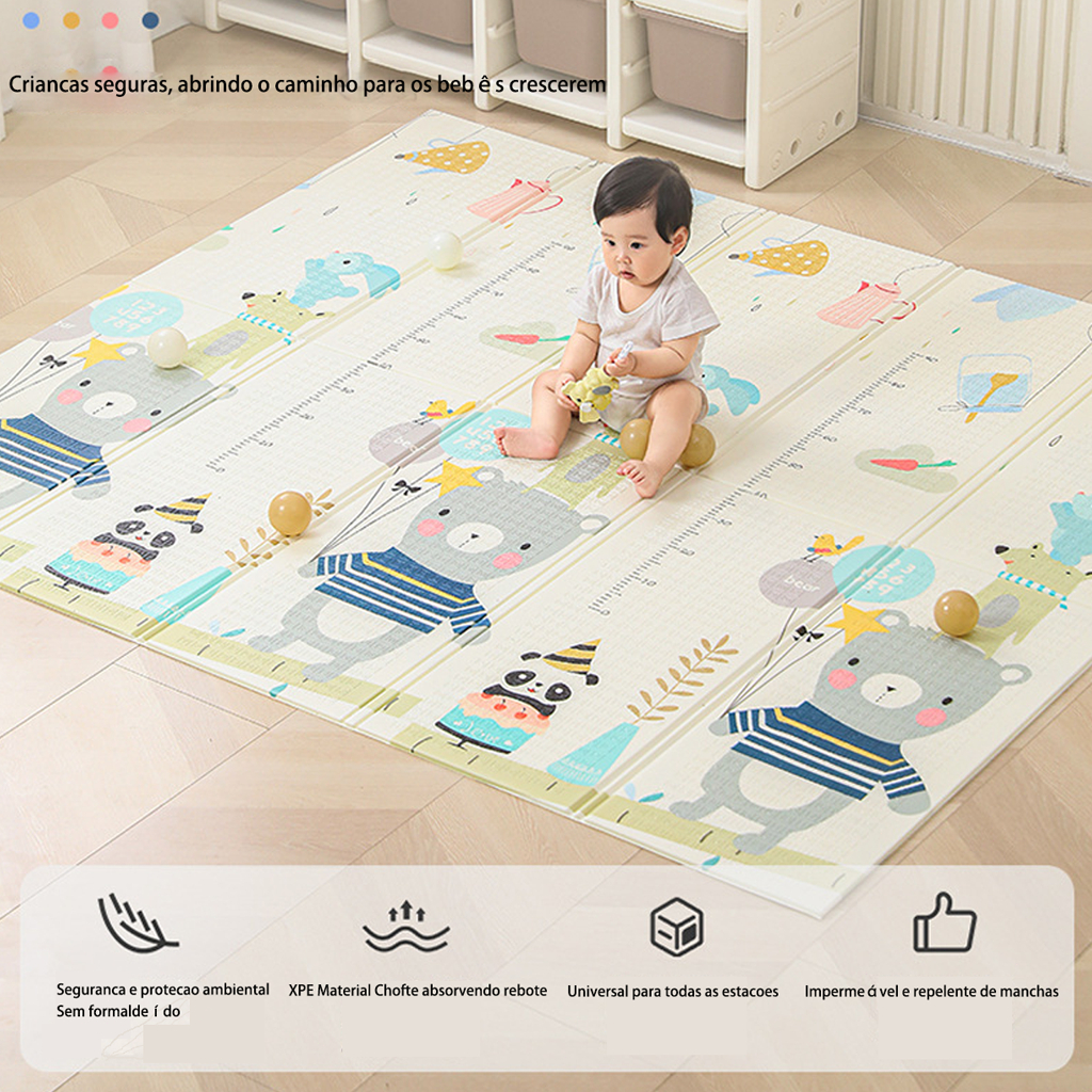 Tapete Tatame Infantil 2*1.5M/1.8*1.2M Bebê Dupla Face Emborrachado XPE