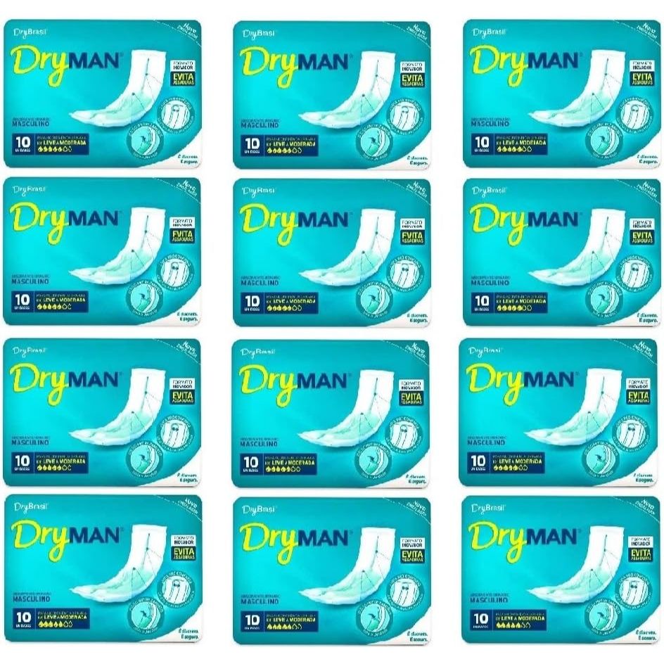 Kit 12 Pacotes DryMAN Absorvente Masculino  C/10 un Cada EQ.1