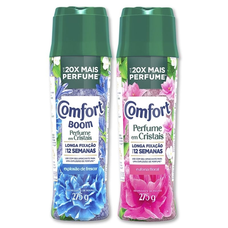 Comfort Boom Euforia Floral e explosão de Frescor 275g Cada 20x Mais perfume em suas ROUPAS Kit com 2 uni