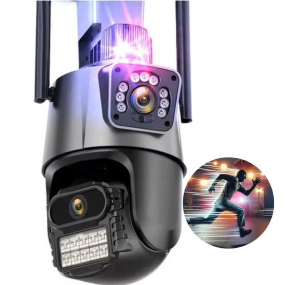 Camera Segurança Externa Lente Dupla 4k 6mp Sirene Policial, com sirene policia