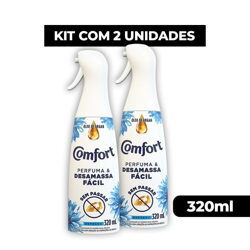 Comfort Refresh Spray Revitalizador Para Roupas Desamassa Fácil 320g Neutralizador de Odores Kit com 2uni