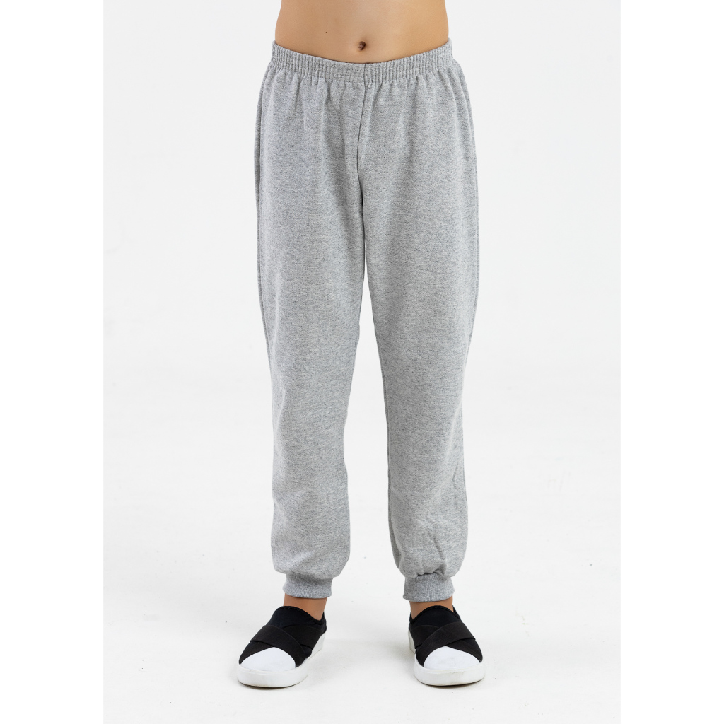 Calça Moletom Infantil Peluciada Inverno Unissex Cinza Mescla Quentinha 2 ao 18