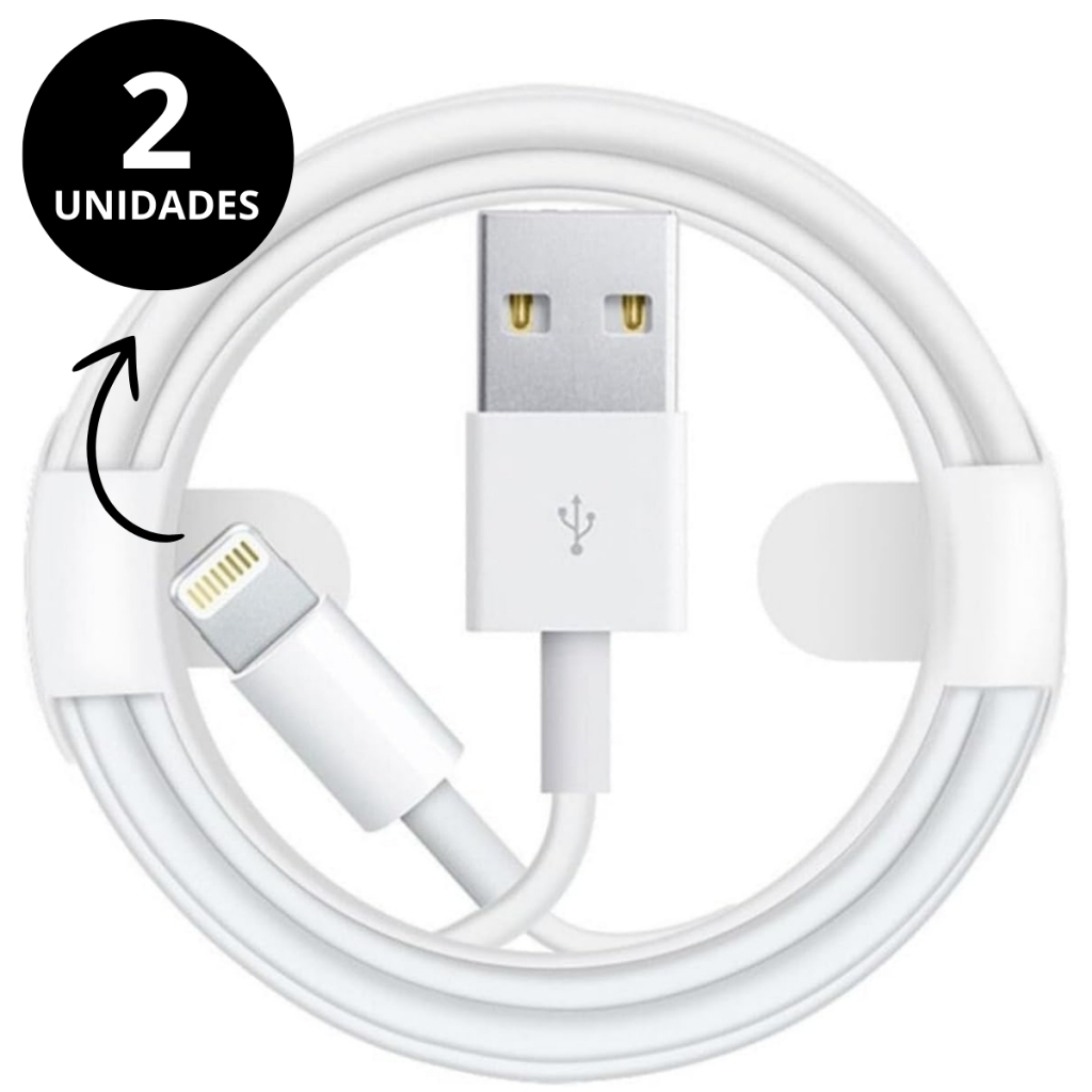Kit 2 Cabos de Iphone Turbo Lightning USB 1 Metro Iphone 5 6 7 8 X XR XS 11 12 13 14