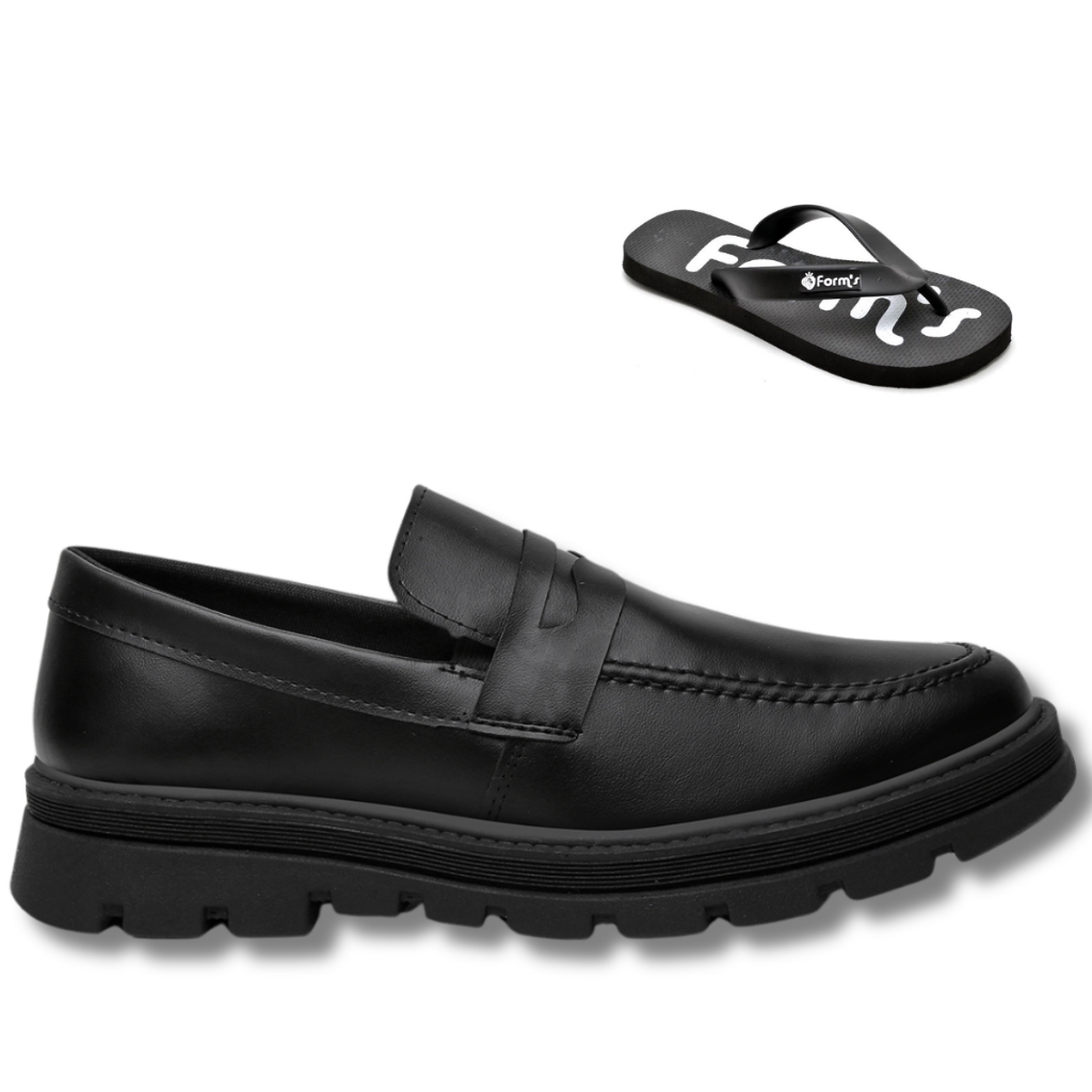 Sapato Social Loafer Masculino Lançamento Form's + Chinelo