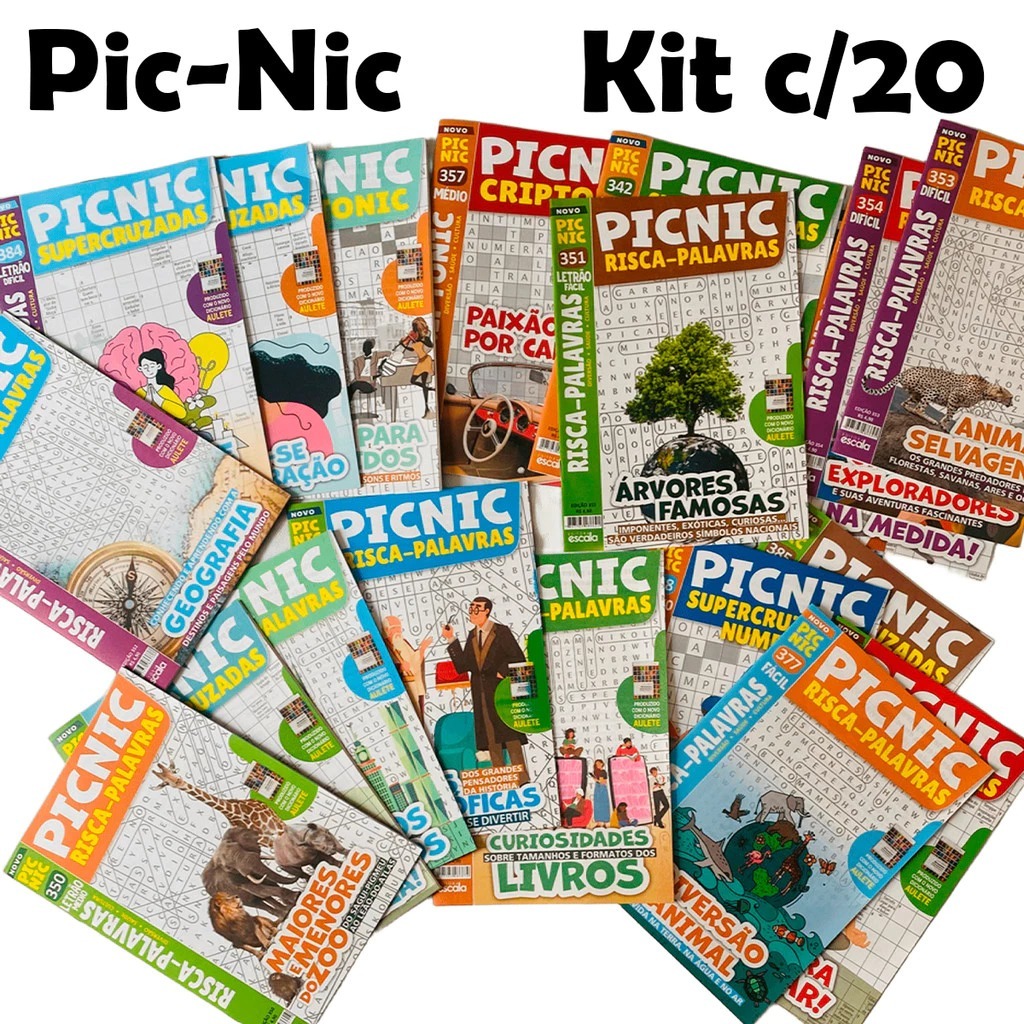 Kit C/20 Revistas Passatempo PIC-NIC; Numerix; Cruzadas - Sem Repetição