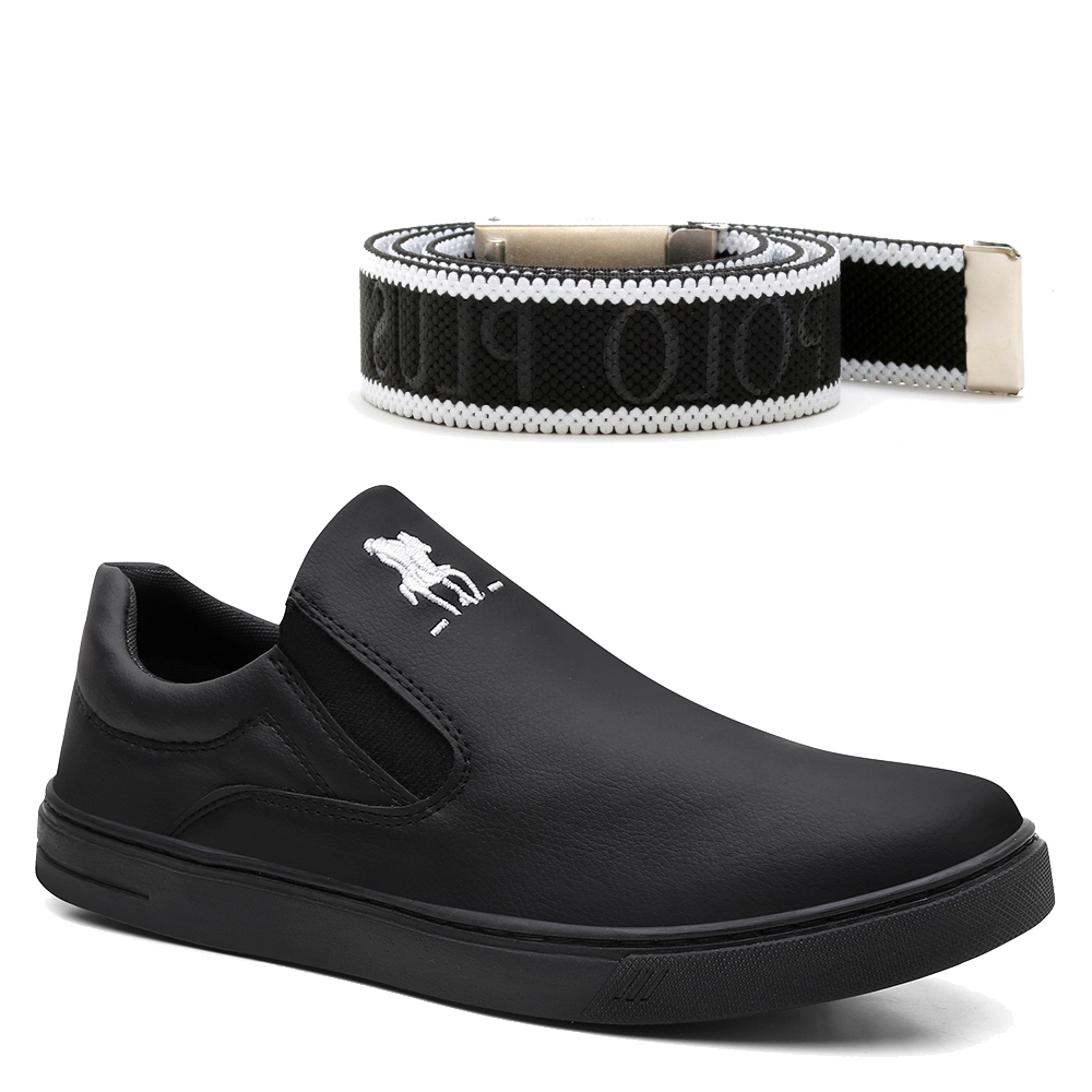 Sapatenis Polo Plus Original Tênis Slip On + Cinto Promoção