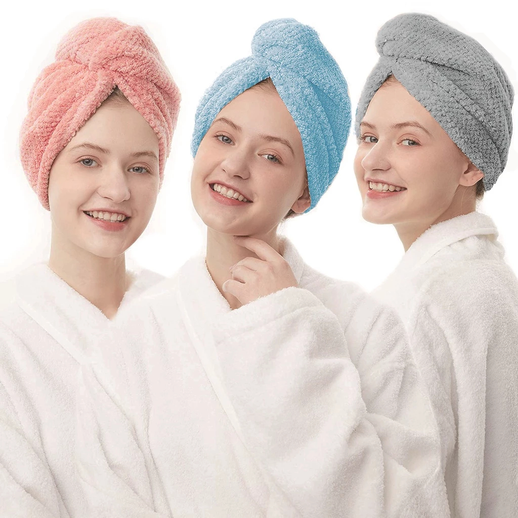 1 ou 3 ou 6 (unidades)Toalha De Cabelo Banho, Toalha Grossa Mágica Para Secar Cabelo De Microfibra Grossa Touca Pós