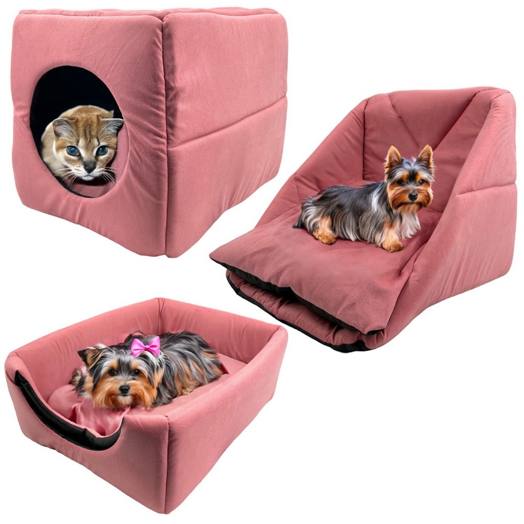 Cama 3em1 Suede Pequeno para Cachorro Gato Pet Cubo Toca Iglu