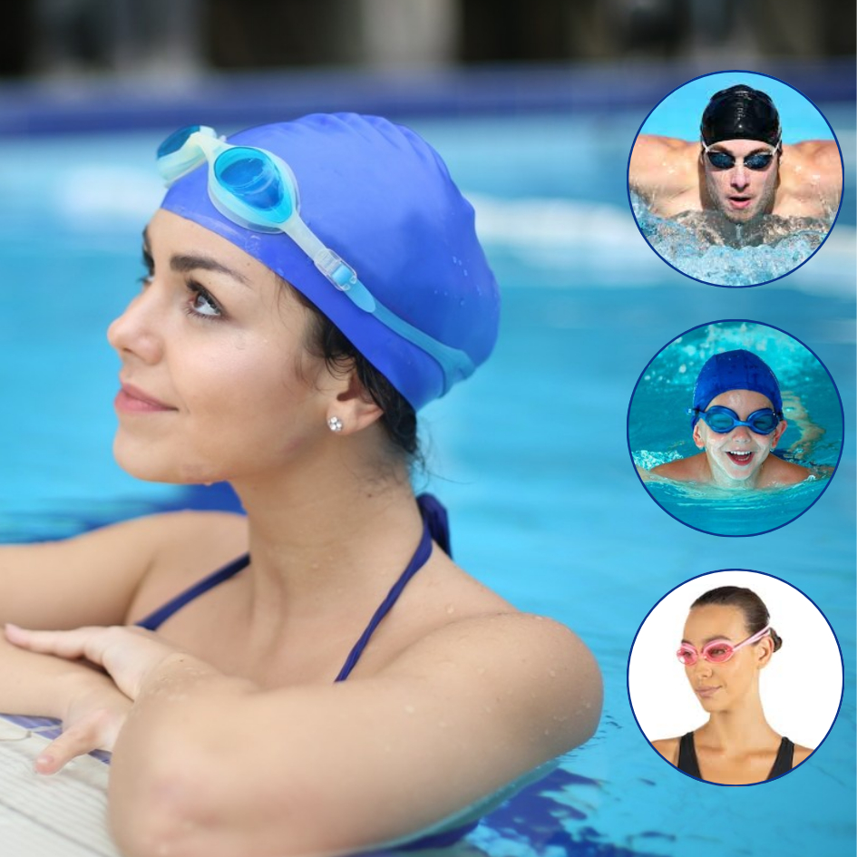 Kit De Natação Com Óculos De Mergulho E Touca Verão Praia Piscina Diversão Adulto Infantil Cores