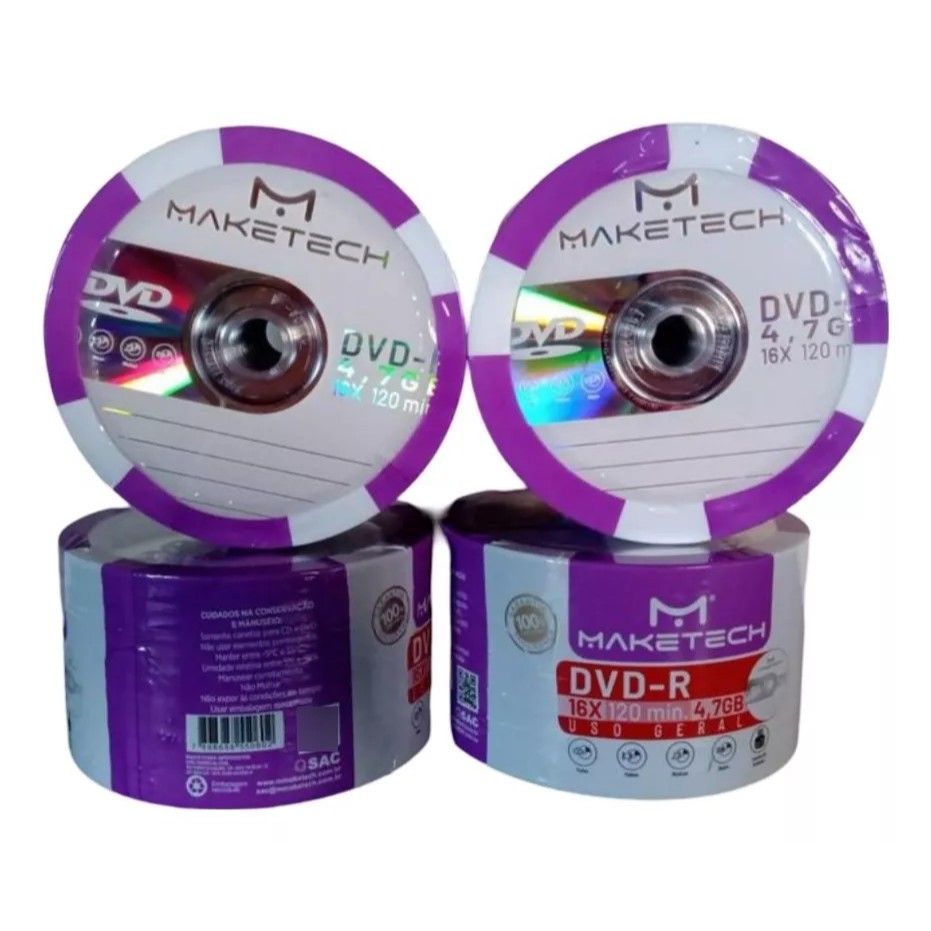 100 Dvd-r Maketech 4.7gb 16x Original - Promoção