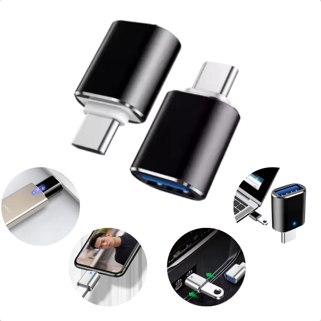 Adaptador OTG Premium USB Fêmea P/ USB-C Macho Tipo C Transferência 5gbps Celular Tablet Notebook