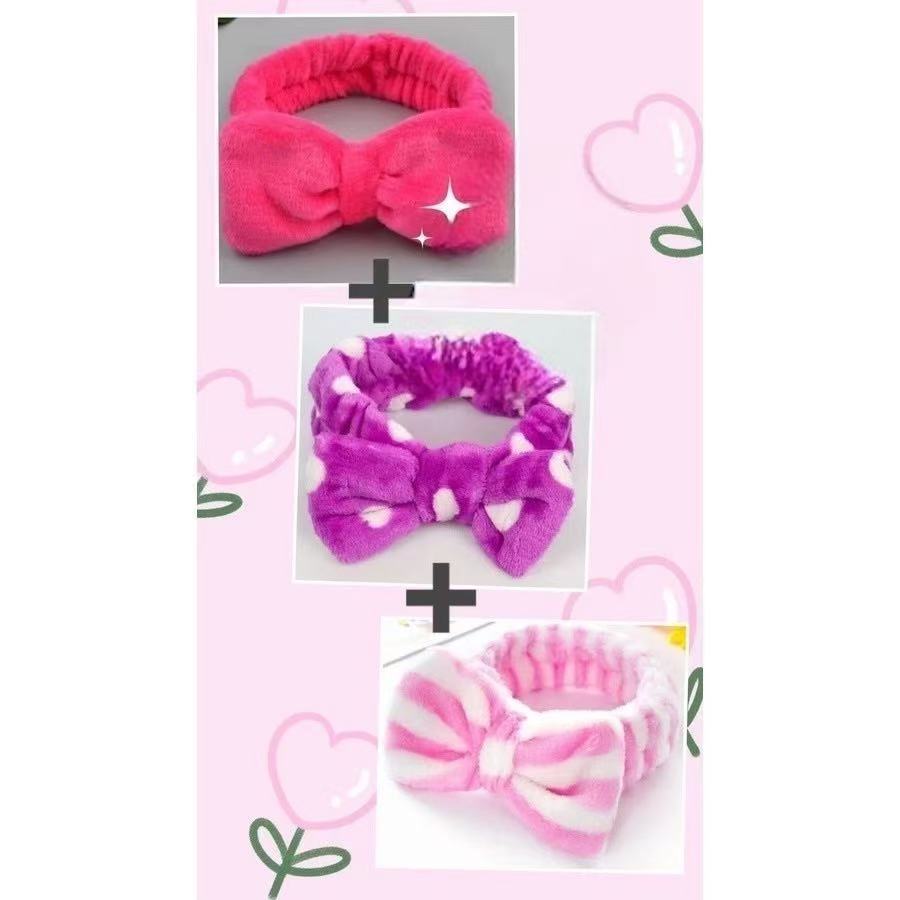 KIT 3 Faixa Laço Maquiagem Makeup Toalha Tiara Cabelo Rosto Limpo
