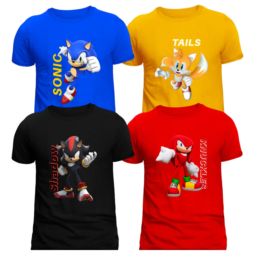 Camiseta Infantil 100% Algodão Sonic Camisa Juvenil Manga Curta