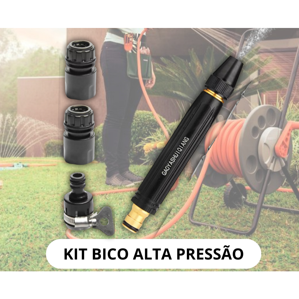 Esguicho Bico Alta Pressão Para Mangueiras Com Três Tipos De Jato Diferentes