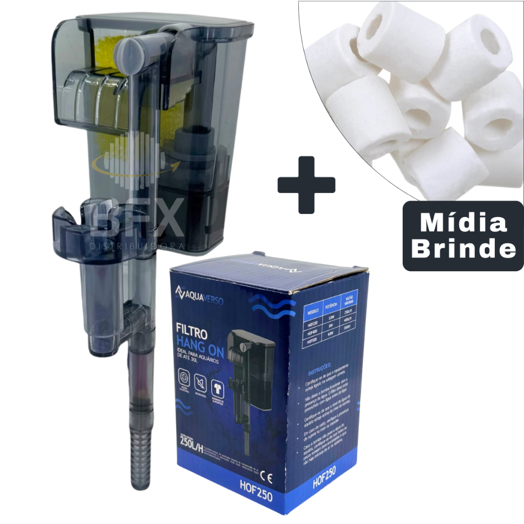 FILTRO AQUARIO EXTERNO HANG-ON HOF 250L/H HF-200 XP-06 PARA AQUARIOS ATÉ 30 LITROS PEQUENO AQUAVERSO