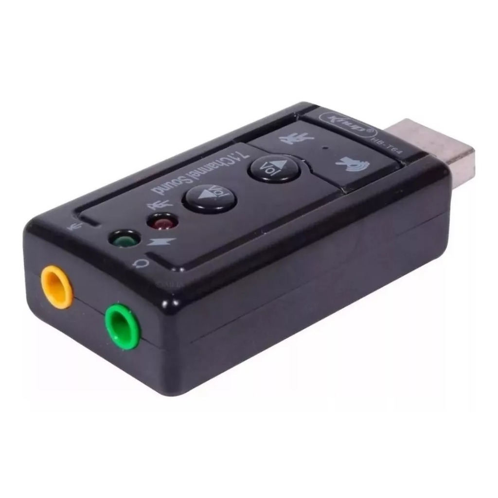 Placa De Som Usb 7.1 Adaptador Audio Fone Ouvido Pc Notebook Cor Preto