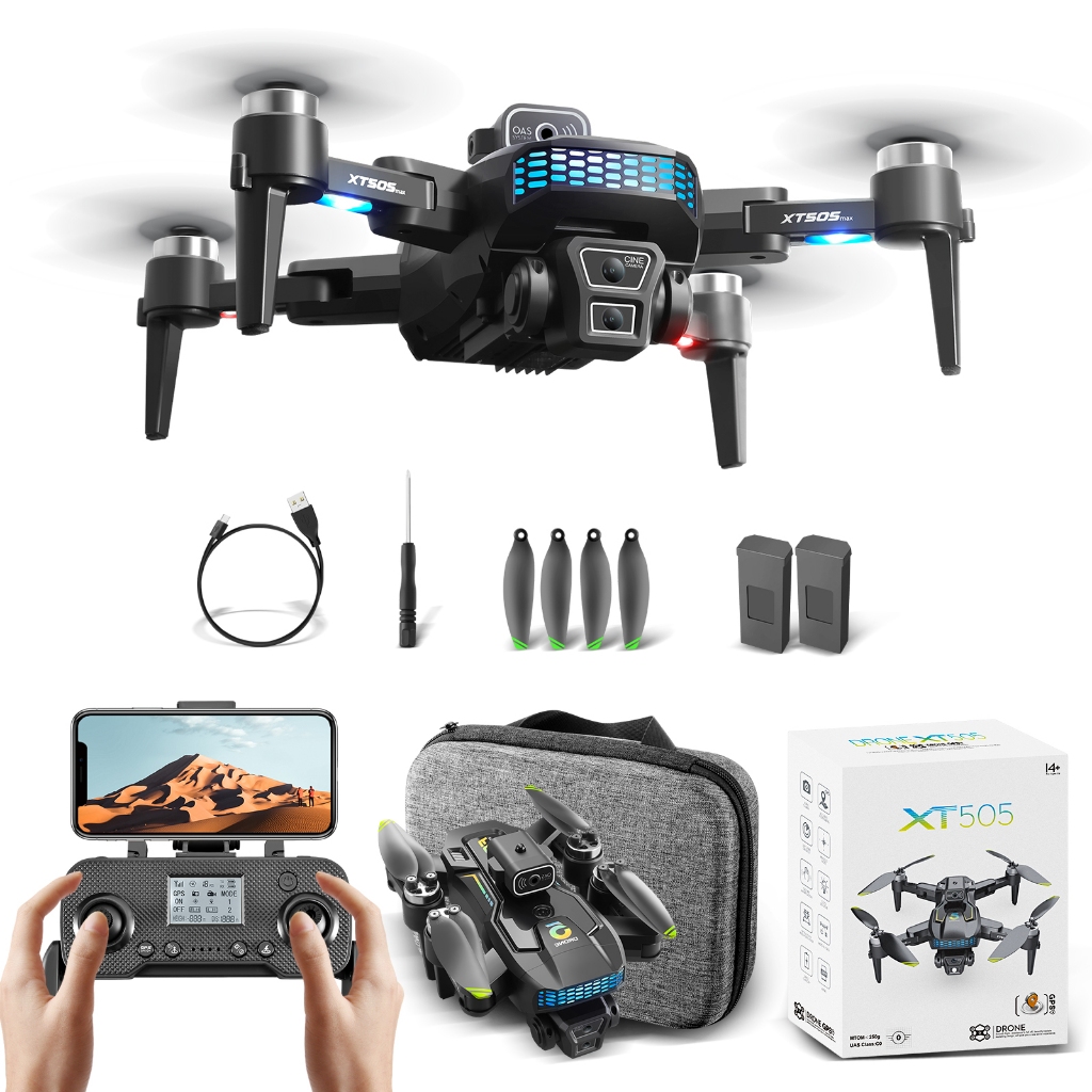 XT505 GPS Drone aéreo profissional sem escovas com câmara HD 4K e GPS + 2 baterias