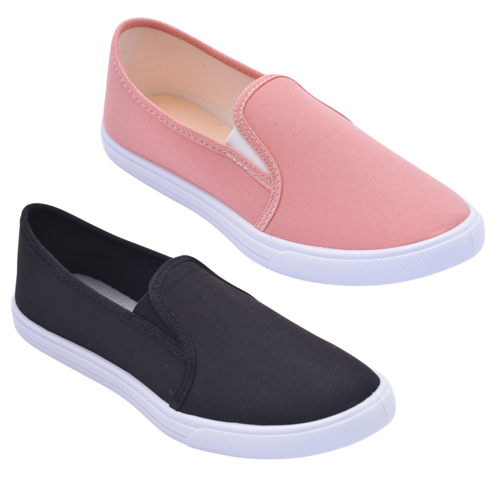 Kit 2 Tênis Iate Slip On  Feminino Casual Calce Fácil Confortável