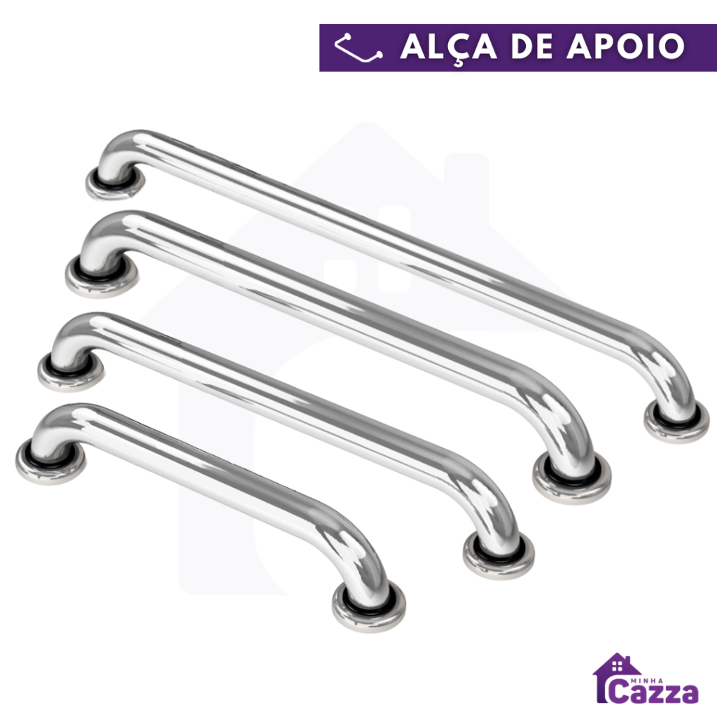 Alça de Apoio Inox Barra Acessibilidade Segurança Idoso Banheiro Box Parede Corrimao Anti Queda