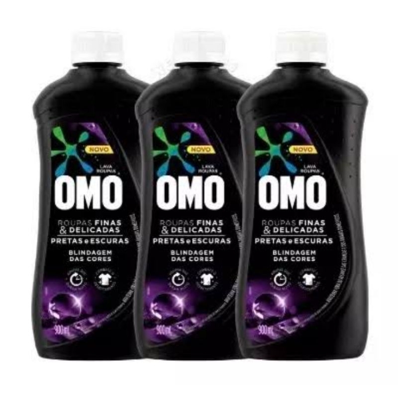 OMO Lava Roupas Líquido 900ml ROUPAS Pretas kit com 3 unidades