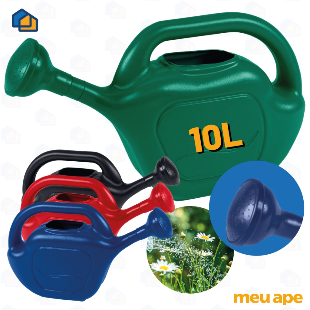 Regador Plástico Com Bico Chuveiro Removível Jardim Plantas Jardinagem Quintal Cores 10 Litros