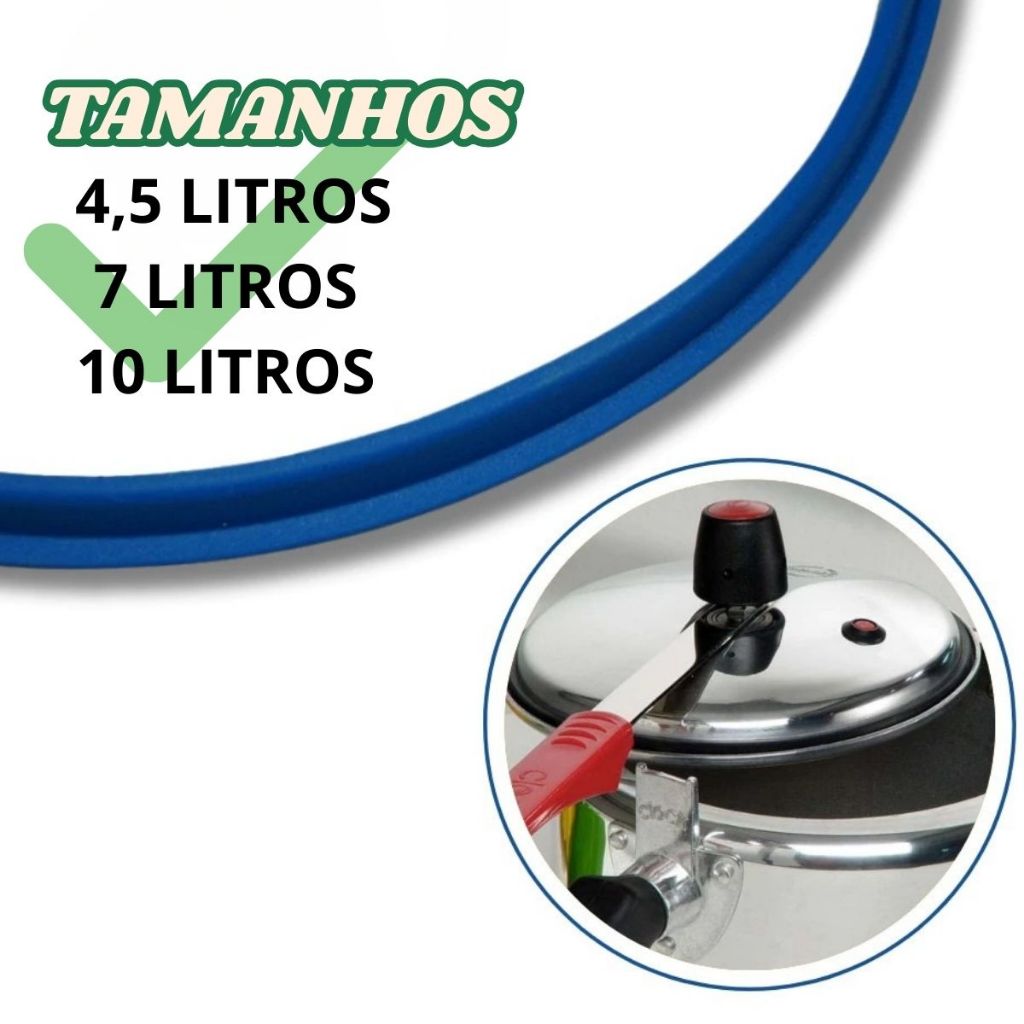 Kit 3 Borracha de Panela de Pressão Silicone 4,5  7 e 10 Litros
