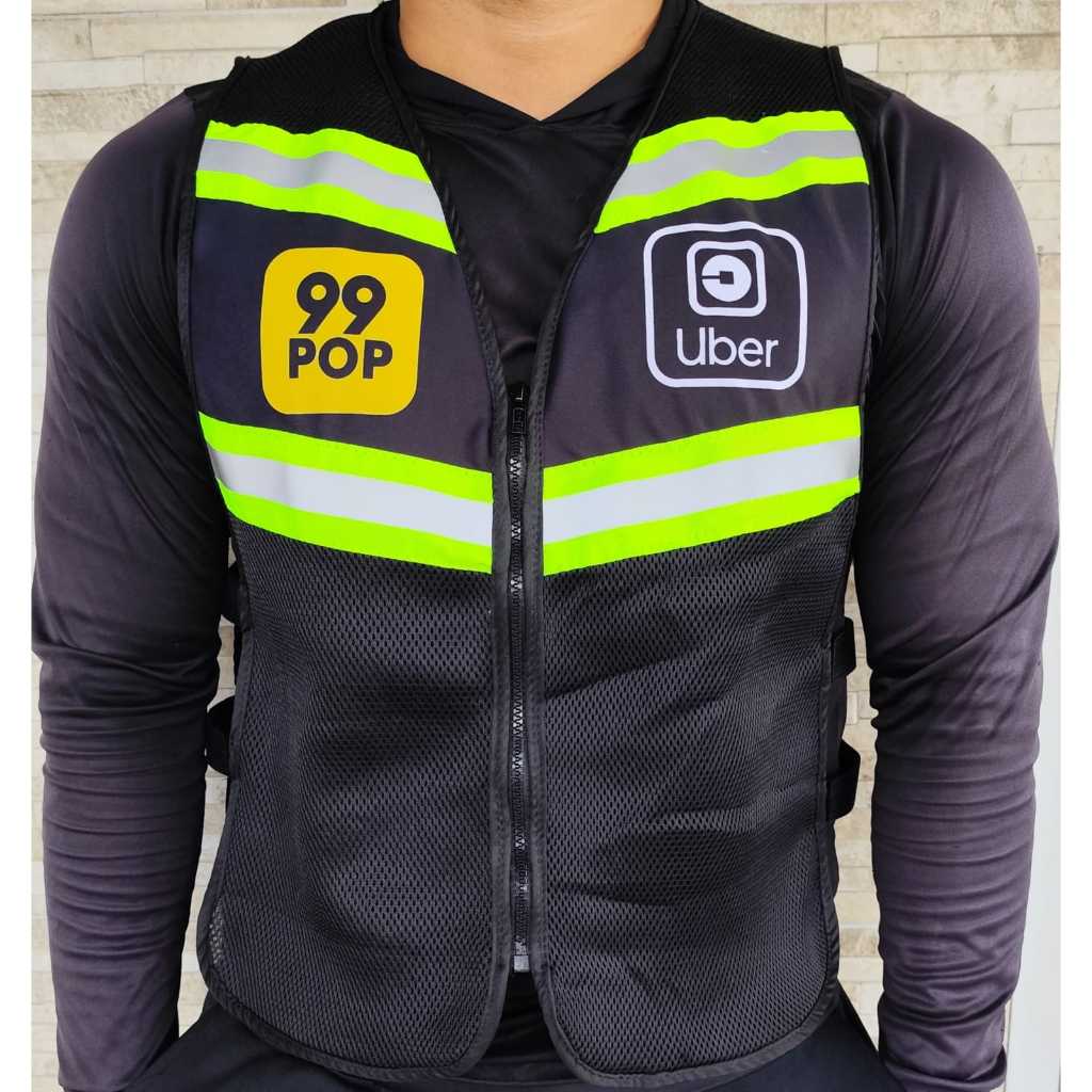 Colete para motoqueiro Motoboy Mototáxi uber 99 com faixas refletivas