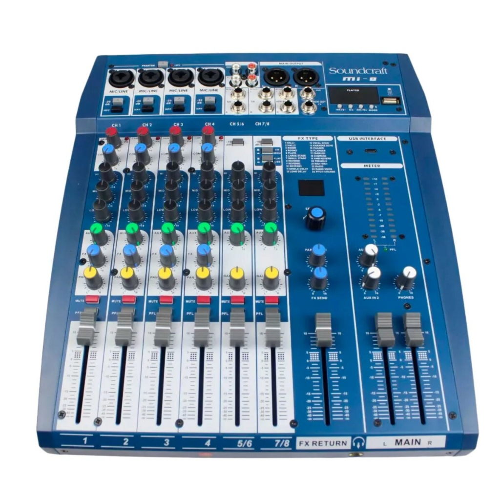 Mesa De Som Soundcraft Mi 8 Analógica 8 Canais 24 Efeitos