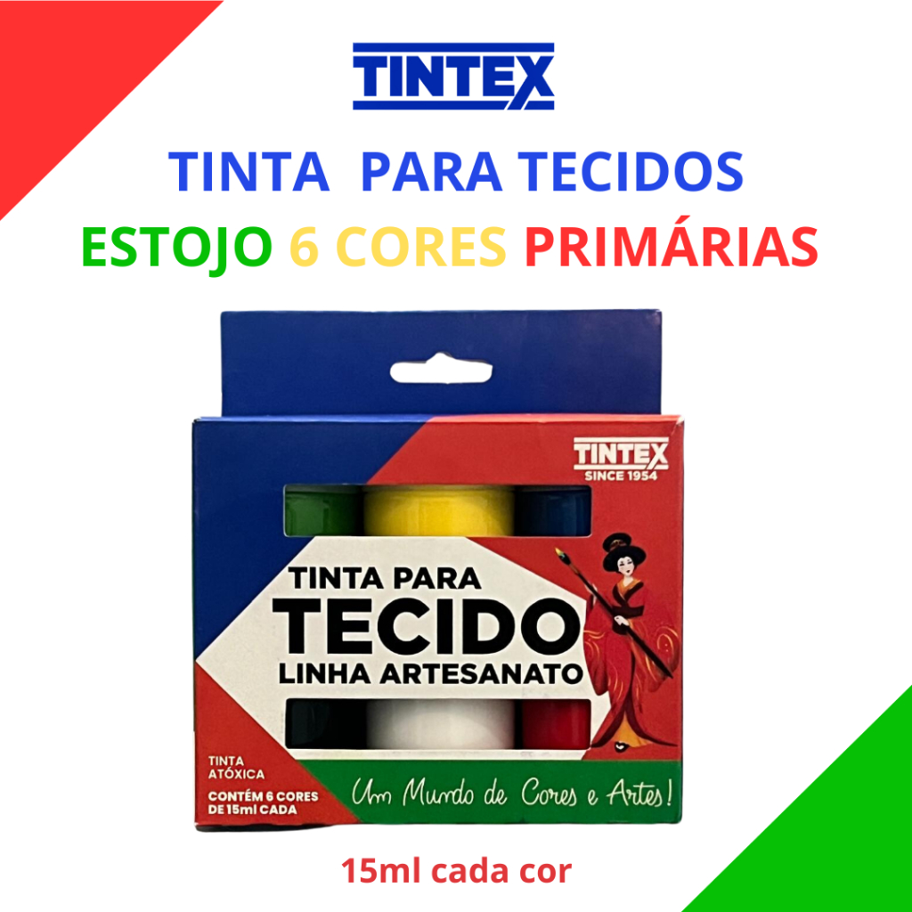 Estojo Tinta para Tecido Fosca - TINTEX | 6 cores 15ml cada