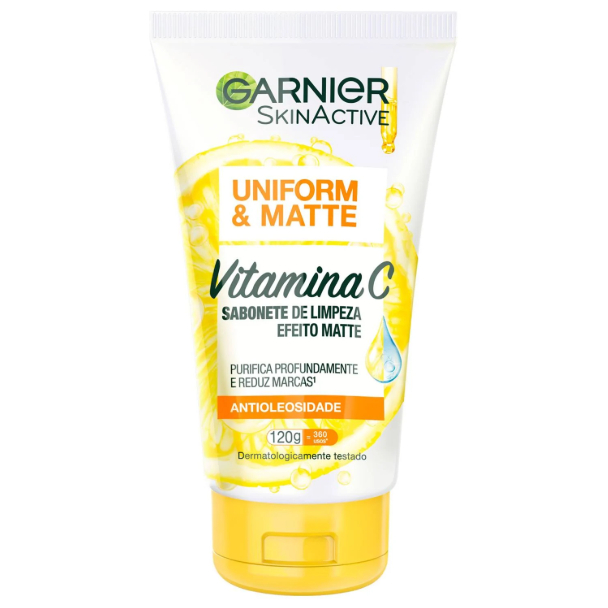 Sabonete de Limpeza Facial Garnier Uniform & Matte Vitamina C Antioleosidade