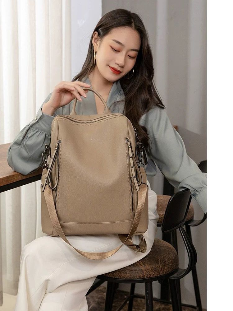 Bolsa Mochila Grande De Ombro e Transversal Feminina De Couro Sofisticada Elegante PU M2356 VT