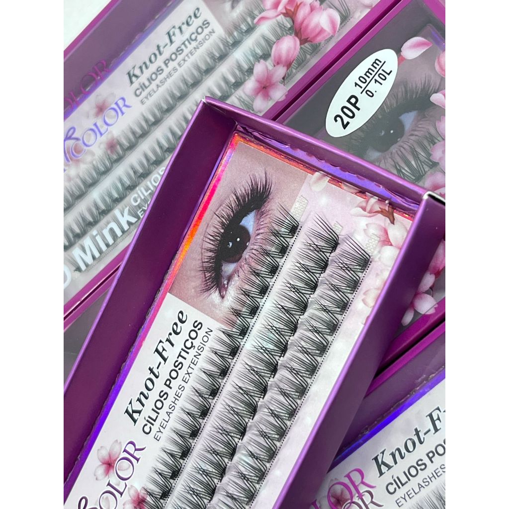 Cílios tufos 20 pelos curvatura L FADA COLOR curvatura L efeito FOX - DELINEADO
