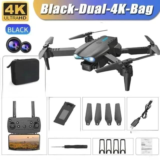 Dli E99 Dobrável Quadcopter Drone Dual Câmera 4k Profissional 2 Bateria