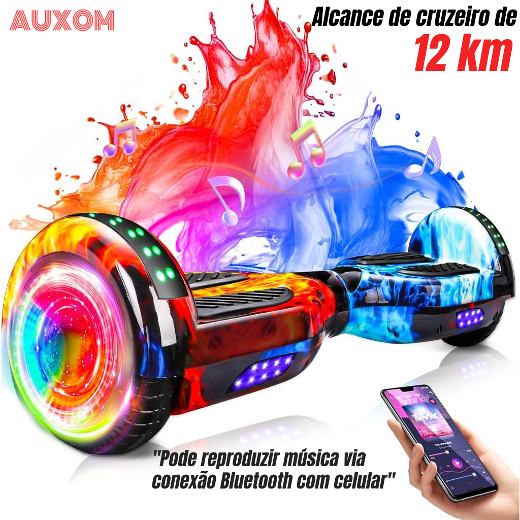 6,5" Infantil Hoverboard Skate com Música Bluetooth Iluminação e Motor de 600W para Meninos e Meninas-Brinquedos Premium