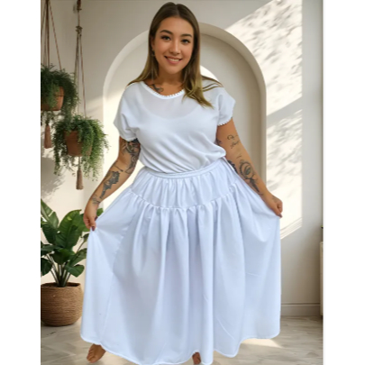 Roupa De Ração Branca Oxford Feminina Umbanda E Candomblé