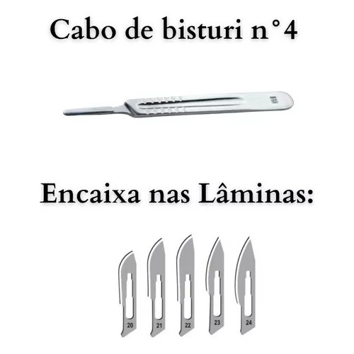 10 Lâminas de Bisturi + Cabo n° 4  Vários Tamanhos Disponíveis