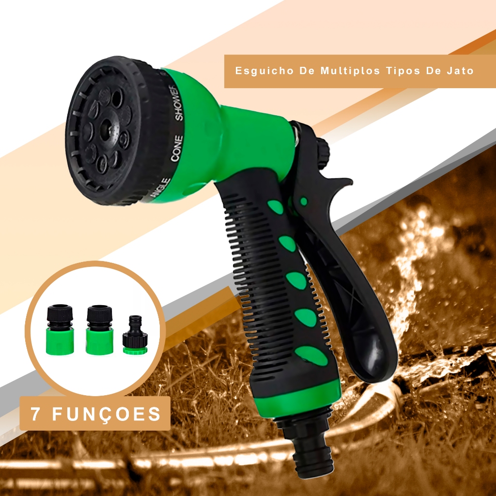 Esguicho Para Mangueira Jardim Pistola 7 Jatos Bico