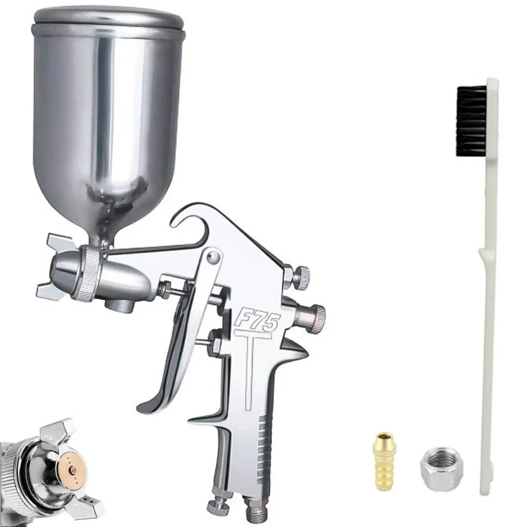 Pistola de Pintura por Gravidade 1/4" HVLP Caneca Alumínio 400mL Bico 1,5mm F75G
