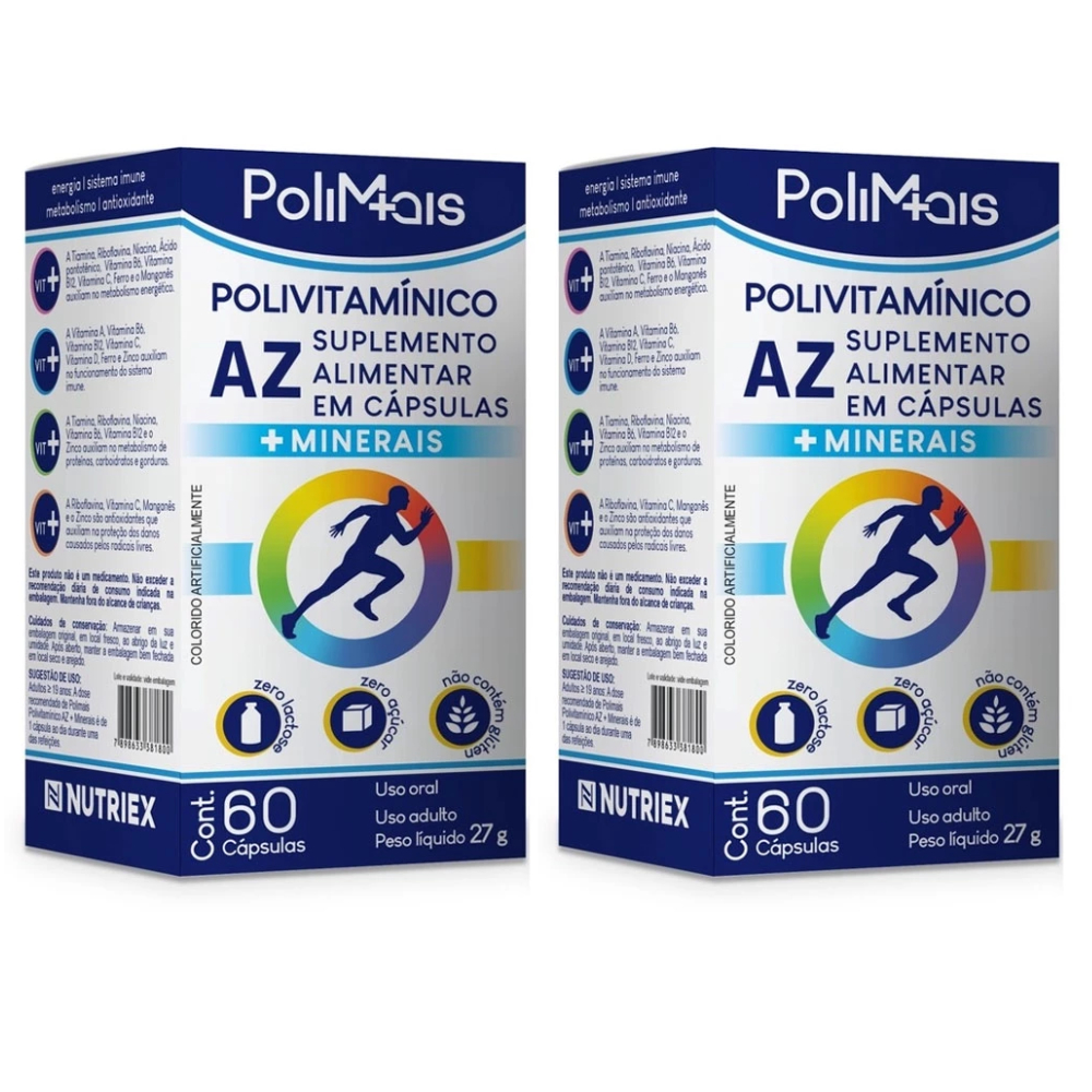 Kit 2 Polimais A-Z 60 Caps Metabolismo Zero Lactose
