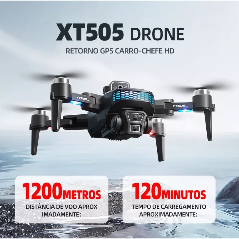 XT505 GPS Drone aéreo profissional sem escovas com câmara HD 4K e GPS + 2 baterias