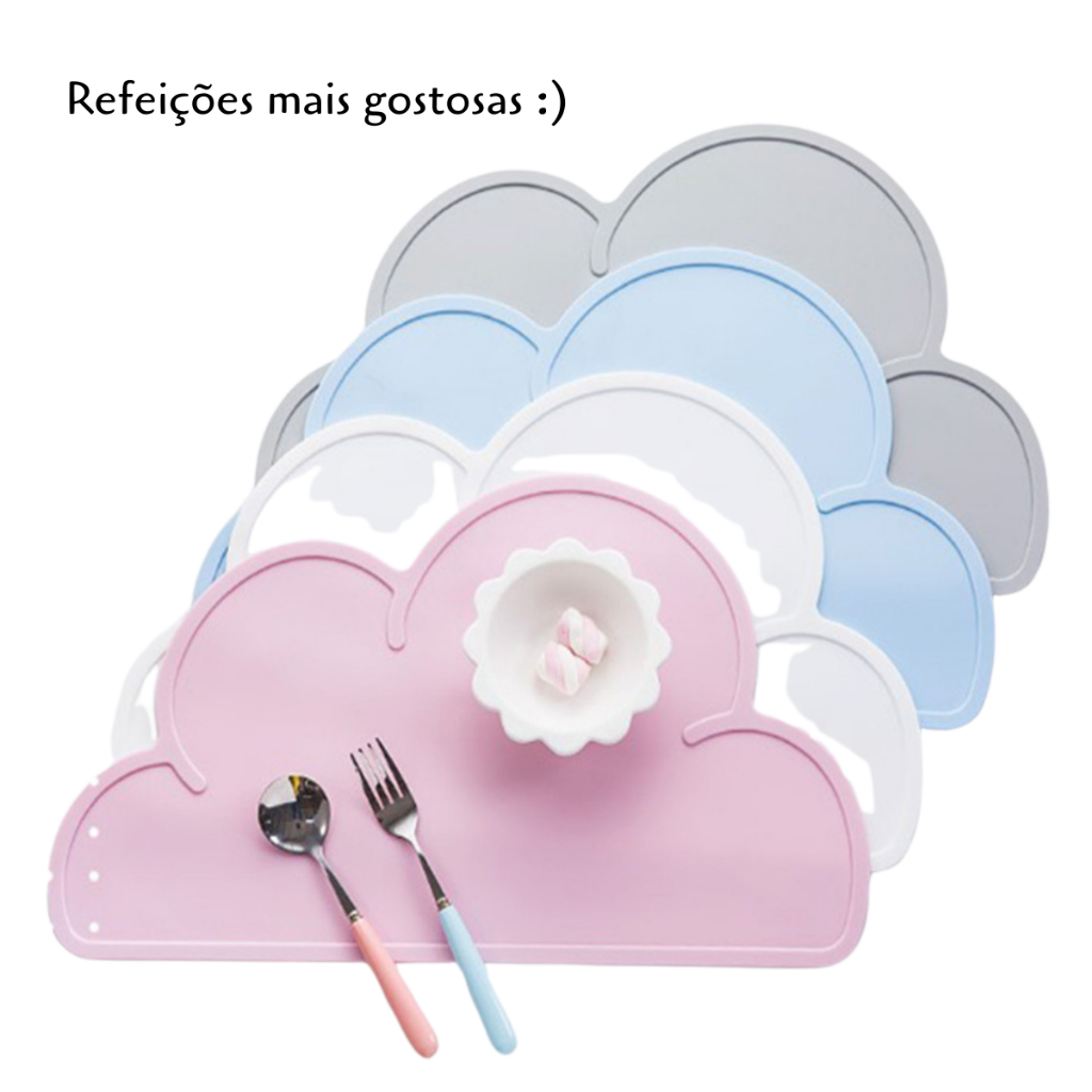 Tapete Americano Sousplat para refeições crianças bebê Silicone Pet Infantil Nuvem Silicone Premium