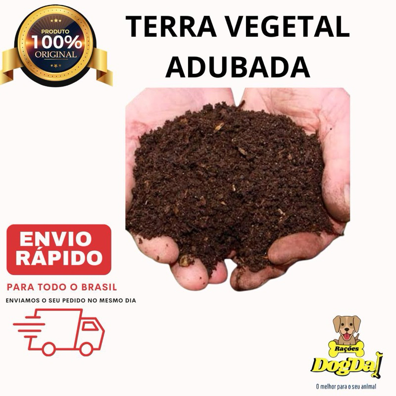 Terra Vegetal Adubada Orgânica 12kg - ( TERRA COM FERTILIZANTE )- Vasos Plantas Jardim