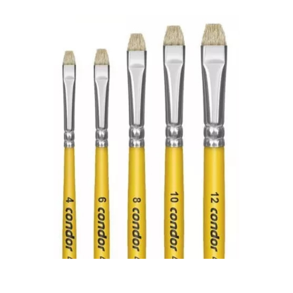 Kit 5 Pincel Condor 454 Chato Números 4, 6, 8, 10 e 12