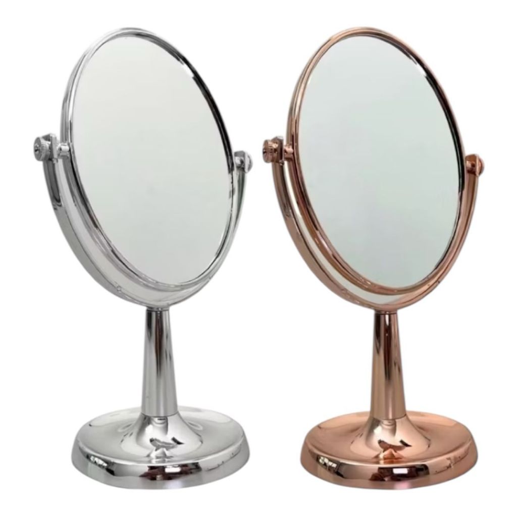 Espelho oval duplo de maquiagem com pé de mesa 592 RF